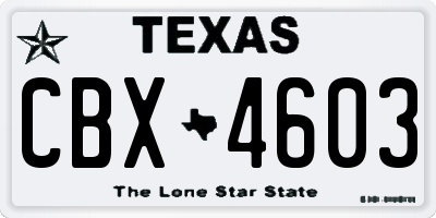TX license plate CBX4603