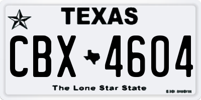TX license plate CBX4604