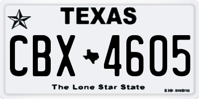 TX license plate CBX4605