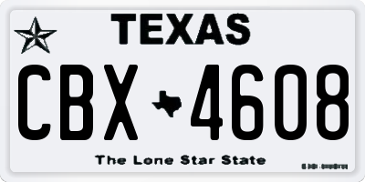 TX license plate CBX4608