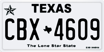 TX license plate CBX4609
