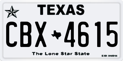 TX license plate CBX4615