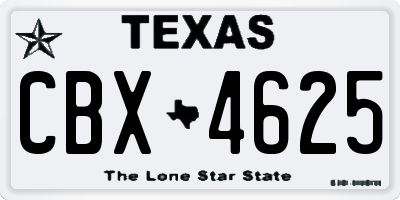 TX license plate CBX4625