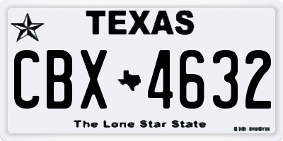 TX license plate CBX4632
