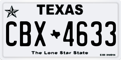 TX license plate CBX4633