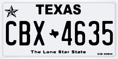 TX license plate CBX4635