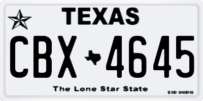 TX license plate CBX4645