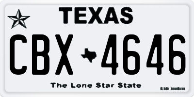 TX license plate CBX4646