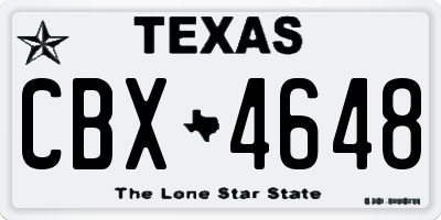 TX license plate CBX4648