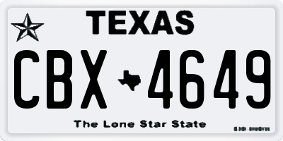 TX license plate CBX4649