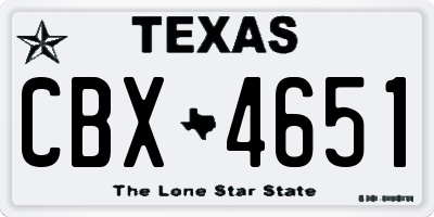 TX license plate CBX4651