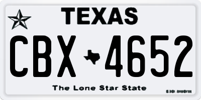 TX license plate CBX4652
