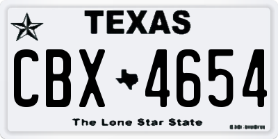TX license plate CBX4654