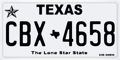 TX license plate CBX4658