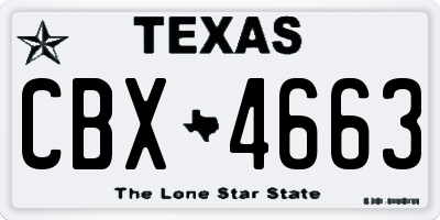 TX license plate CBX4663