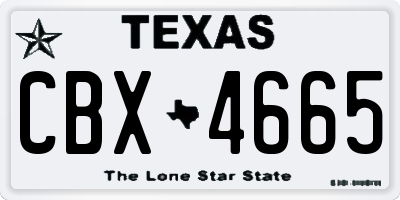 TX license plate CBX4665