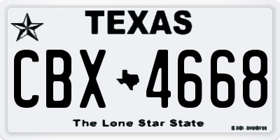 TX license plate CBX4668