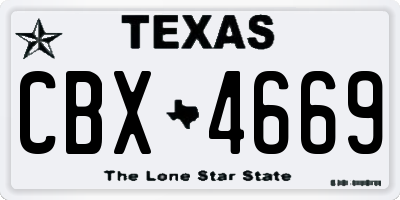 TX license plate CBX4669