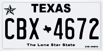 TX license plate CBX4672