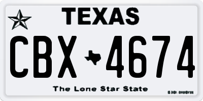 TX license plate CBX4674
