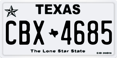 TX license plate CBX4685