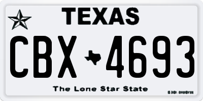 TX license plate CBX4693