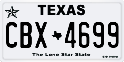 TX license plate CBX4699