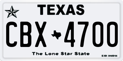 TX license plate CBX4700