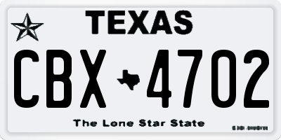 TX license plate CBX4702