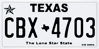 TX license plate CBX4703