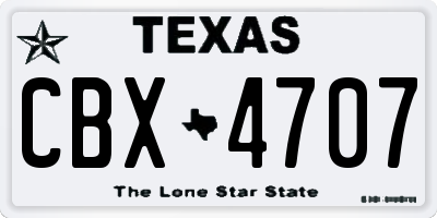 TX license plate CBX4707