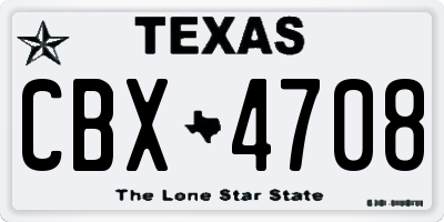 TX license plate CBX4708