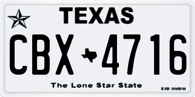 TX license plate CBX4716