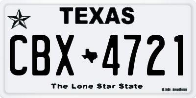 TX license plate CBX4721