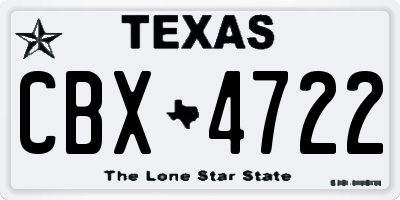 TX license plate CBX4722