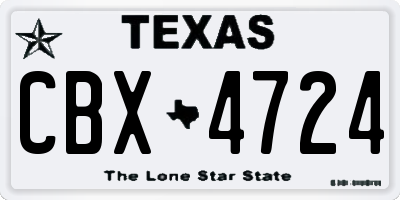 TX license plate CBX4724