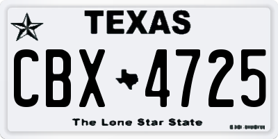 TX license plate CBX4725