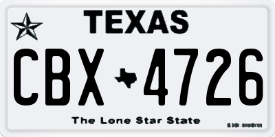 TX license plate CBX4726