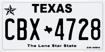 TX license plate CBX4728