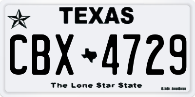 TX license plate CBX4729