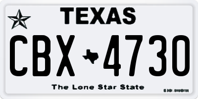 TX license plate CBX4730