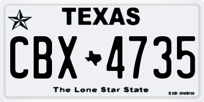 TX license plate CBX4735