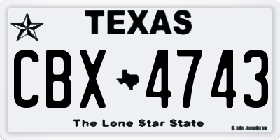 TX license plate CBX4743