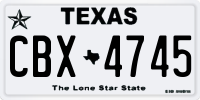 TX license plate CBX4745