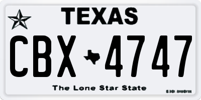 TX license plate CBX4747