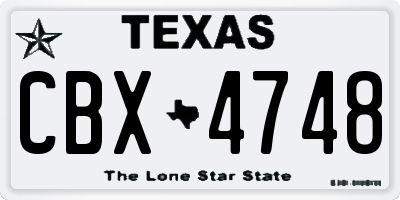 TX license plate CBX4748