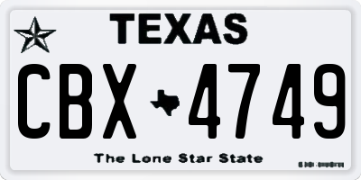 TX license plate CBX4749