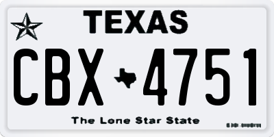 TX license plate CBX4751