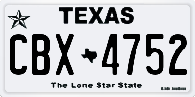 TX license plate CBX4752