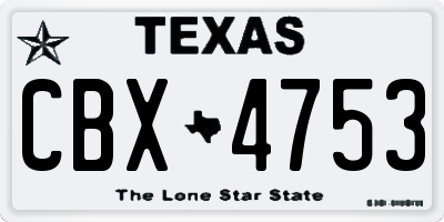 TX license plate CBX4753